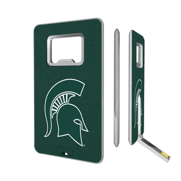 Michigan State University Spartans Solid Credit Card USB Drive with Bottle Opener 32GB