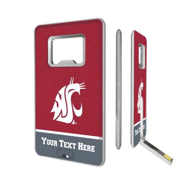 Washington State University Cougars Personalized Endzone Solid Credit Card USB Drive with Bottle Opener 32GB