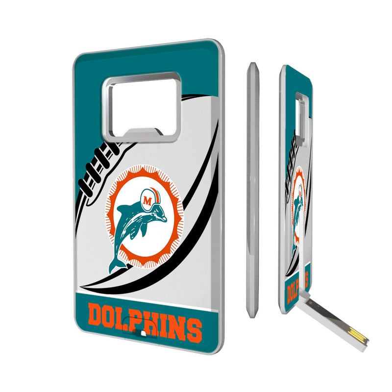 Miami Dolphins 1966-1973 Historic Collection Passtime Credit Card USB Drive with Bottle Opener 32GB