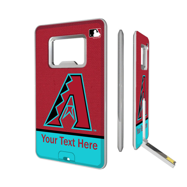 Arizona Diamondbacks Personalized Endzone Solid Credit Card USB Drive with Bottle Opener 32GB