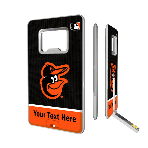 Baltimore Orioles Personalized Endzone Solid Credit Card USB Drive with Bottle Opener 32GB