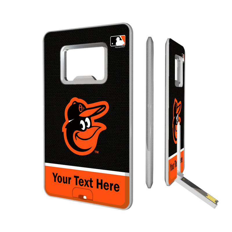 Baltimore Orioles Personalized Endzone Solid Credit Card USB Drive with Bottle Opener 32GB