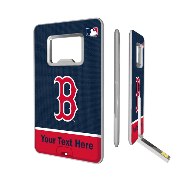 Boston Red Sox Personalized Endzone Solid Credit Card USB Drive with Bottle Opener 32GB