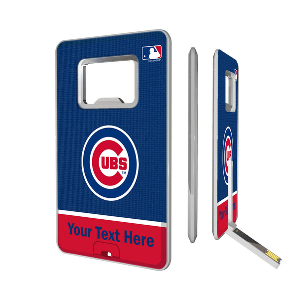 Chicago Cubs Personalized Endzone Solid Credit Card USB Drive with Bottle Opener 32GB