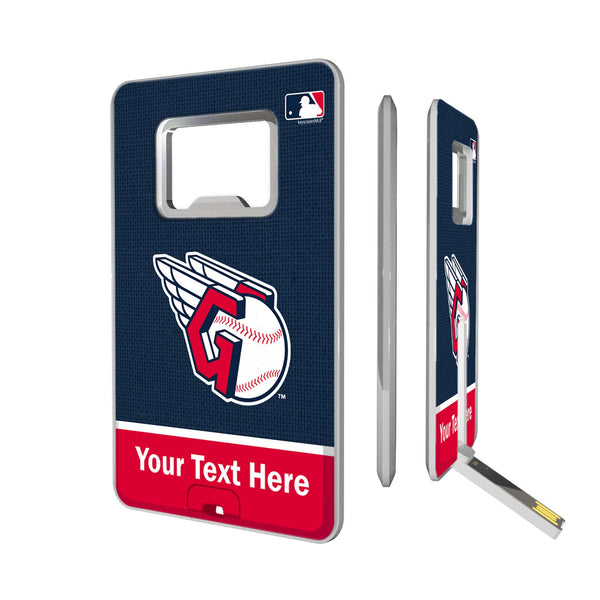 Cleveland Guardians Personalized Endzone Solid Credit Card USB Drive with Bottle Opener 32GB