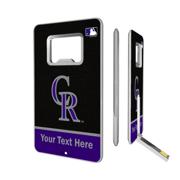 Colorado Rockies Personalized Endzone Solid Credit Card USB Drive with Bottle Opener 32GB