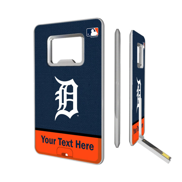 Detroit Tigers Personalized Endzone Solid Credit Card USB Drive with Bottle Opener 32GB
