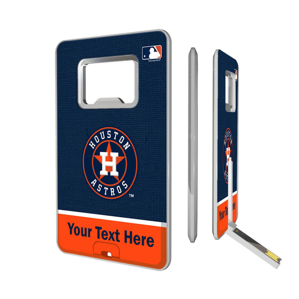 Houston Astros Personalized Endzone Solid Credit Card USB Drive with Bottle Opener 32GB