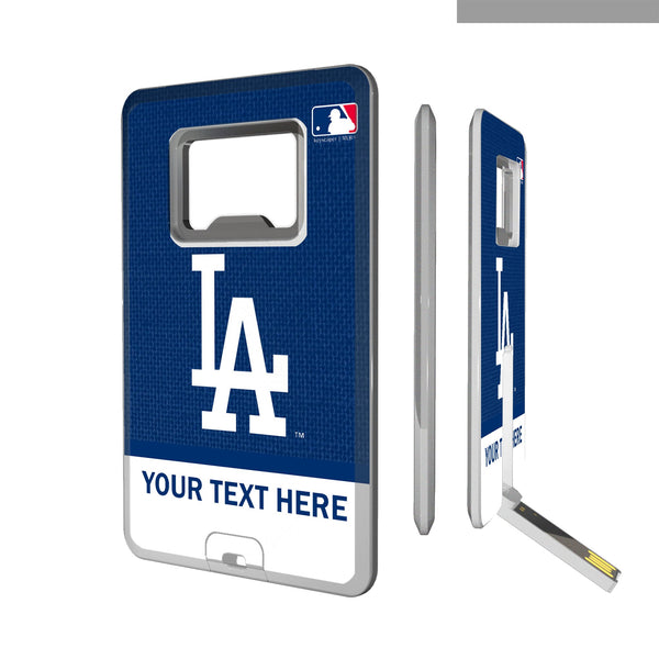 LA Dodgers Personalized Endzone Solid Credit Card USB Drive with Bottle Opener 32GB