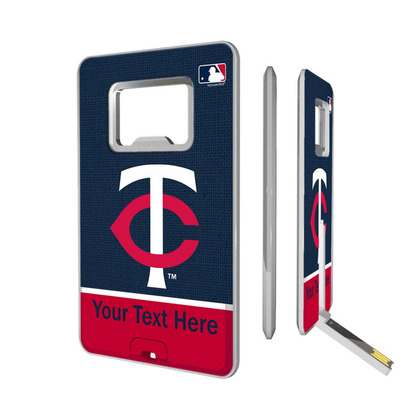 Minnesota Twins Personalized Endzone Solid Credit Card USB Drive with Bottle Opener 32GB