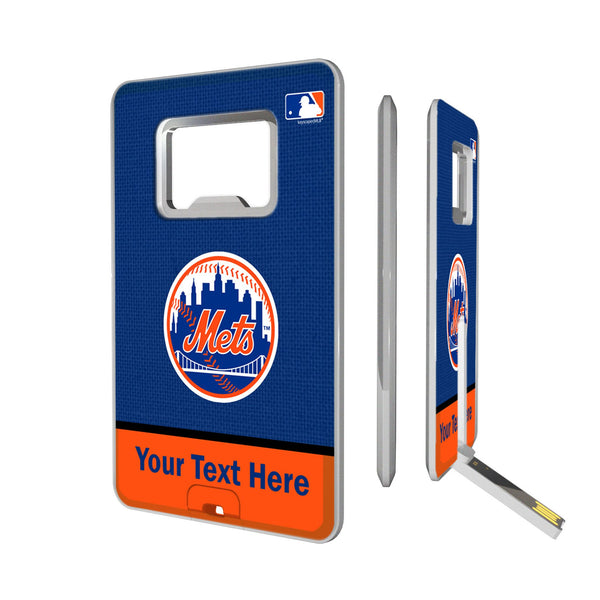 New York Mets Personalized Endzone Solid Credit Card USB Drive with Bottle Opener 32GB