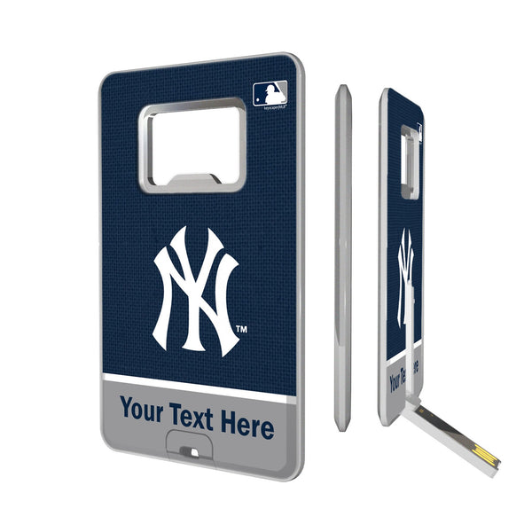 New York Yankees Personalized Endzone Solid Credit Card USB Drive with Bottle Opener 32GB