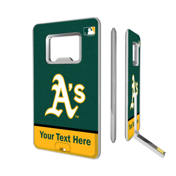Oakland Athletics Personalized Endzone Solid Credit Card USB Drive with Bottle Opener 32GB