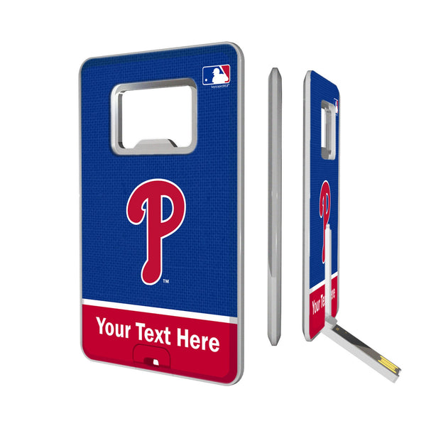 Philadelphia Phillies Personalized Endzone Solid Credit Card USB Drive with Bottle Opener 32GB