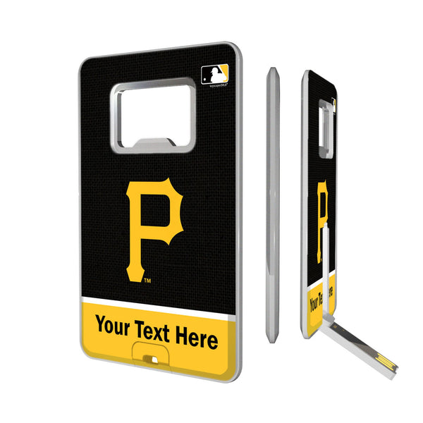 Pittsburgh Pirates Personalized Endzone Solid Credit Card USB Drive with Bottle Opener 32GB