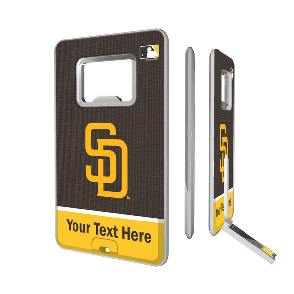 San Diego Padres Personalized Endzone Solid Credit Card USB Drive with Bottle Opener 32GB