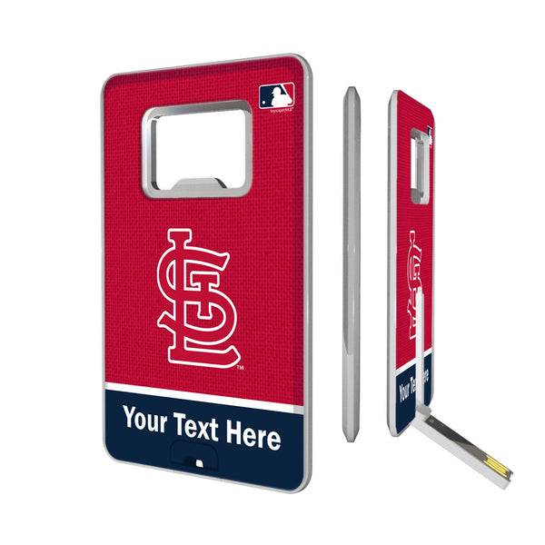 St Louis Cardinals Personalized Endzone Solid Credit Card USB Drive with Bottle Opener 32GB