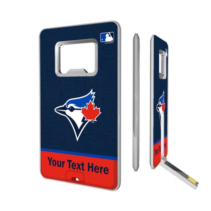 Toronto Blue Jays Personalized Endzone Solid Credit Card USB Drive with Bottle Opener 32GB