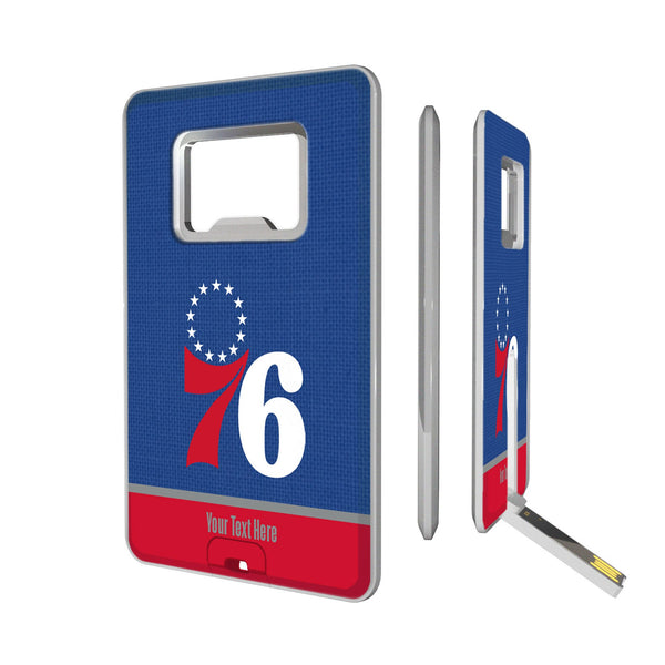 Philadelphia 76ers Personalized Endzone Solid Credit Card USB Drive with Bottle Opener 32GB