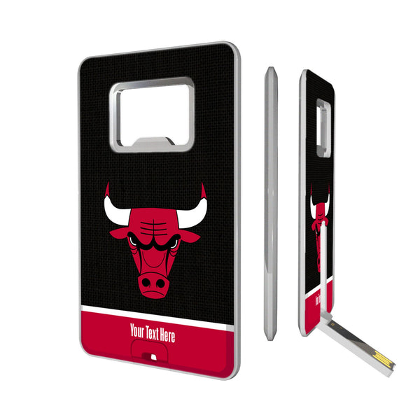 Chicago Bulls Personalized Endzone Solid Credit Card USB Drive with Bottle Opener 32GB