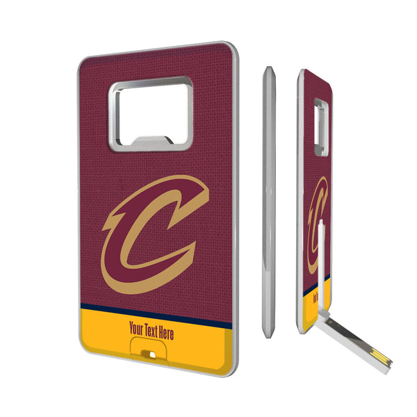Cleveland Cavaliers Personalized Endzone Solid Credit Card USB Drive with Bottle Opener 32GB
