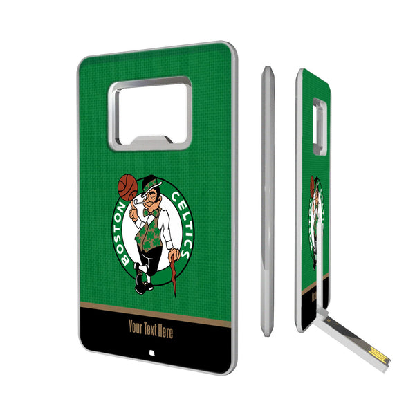 Boston Celtics Personalized Endzone Solid Credit Card USB Drive with Bottle Opener 32GB