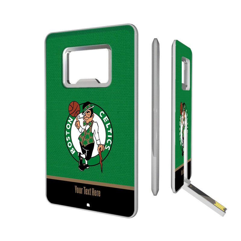Boston Celtics Personalized Endzone Solid Credit Card USB Drive with Bottle Opener 32GB