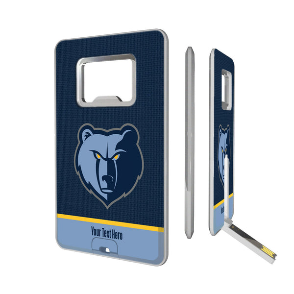 Memphis Grizzlies Personalized Endzone Solid Credit Card USB Drive with Bottle Opener 32GB
