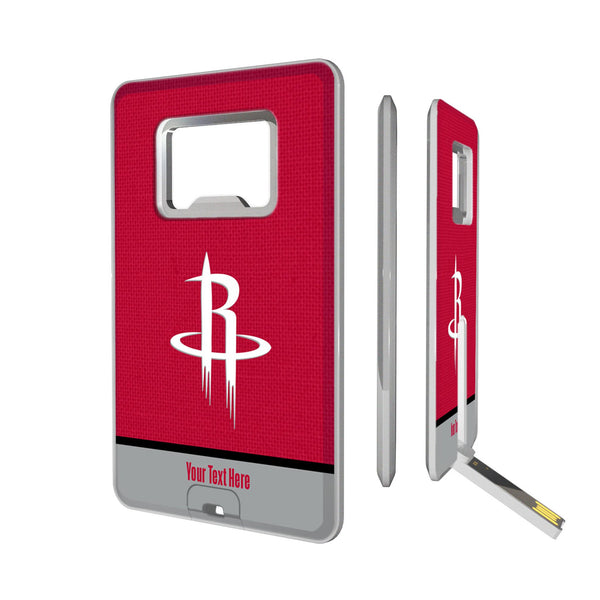 Houston Rockets Personalized Endzone Solid Credit Card USB Drive with Bottle Opener 32GB