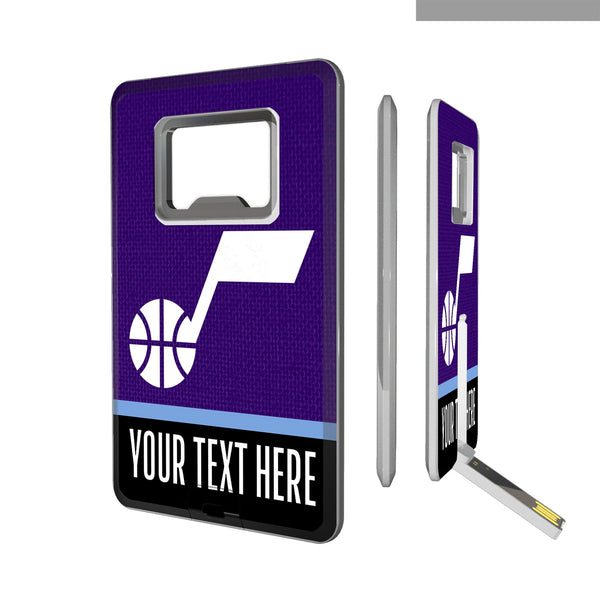 Utah Jazz Personalized Endzone Solid Credit Card USB Drive with Bottle Opener 32GB