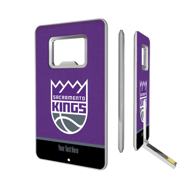 Sacramento Kings Personalized Endzone Solid Credit Card USB Drive with Bottle Opener 32GB