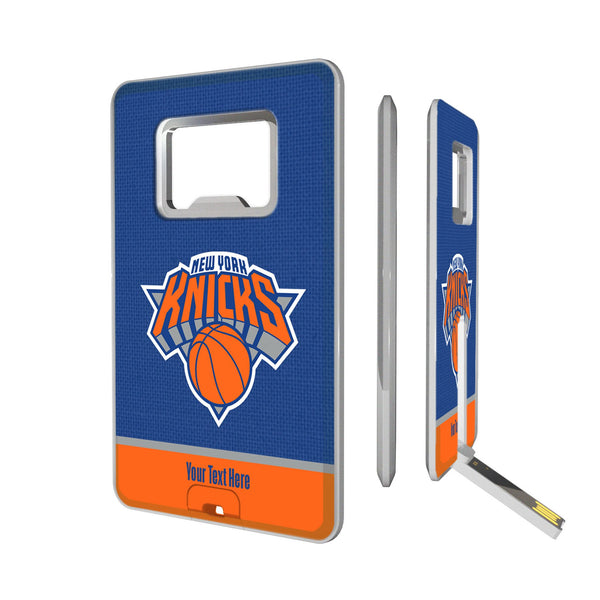 New York Knicks Personalized Endzone Solid Credit Card USB Drive with Bottle Opener 32GB