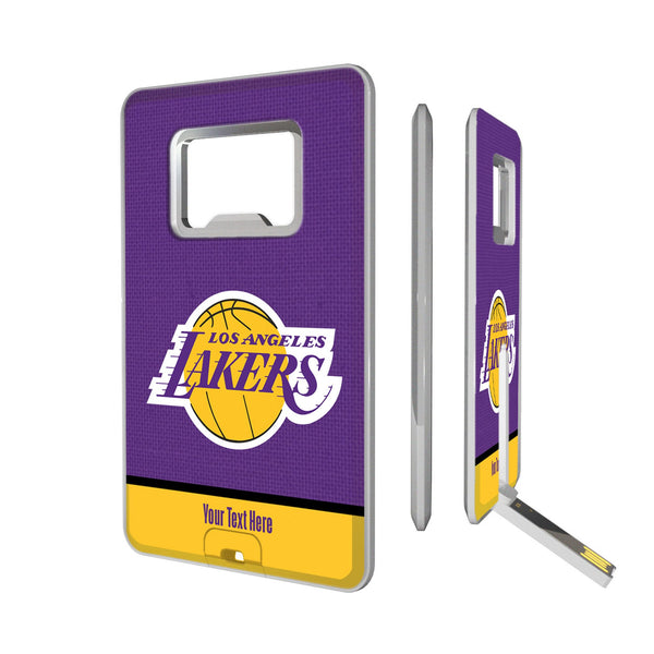 Los Angeles Lakers Personalized Endzone Solid Credit Card USB Drive with Bottle Opener 32GB