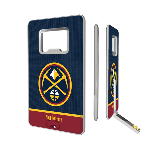 Denver Nuggets Personalized Endzone Solid Credit Card USB Drive with Bottle Opener 32GB