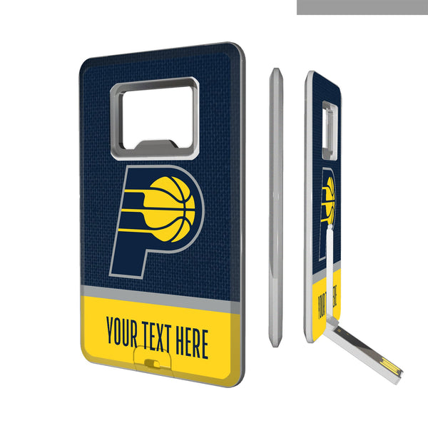 Indiana Pacers Personalized Endzone Solid Credit Card USB Drive with Bottle Opener 32GB