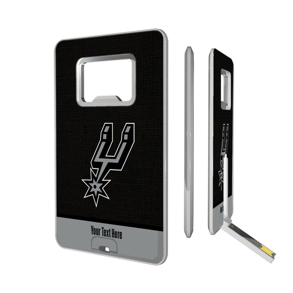 San Antonio Spurs Personalized Endzone Solid Credit Card USB Drive with Bottle Opener 32GB