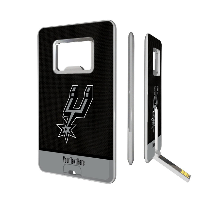 San Antonio Spurs Personalized Endzone Solid Credit Card USB Drive with Bottle Opener 32GB