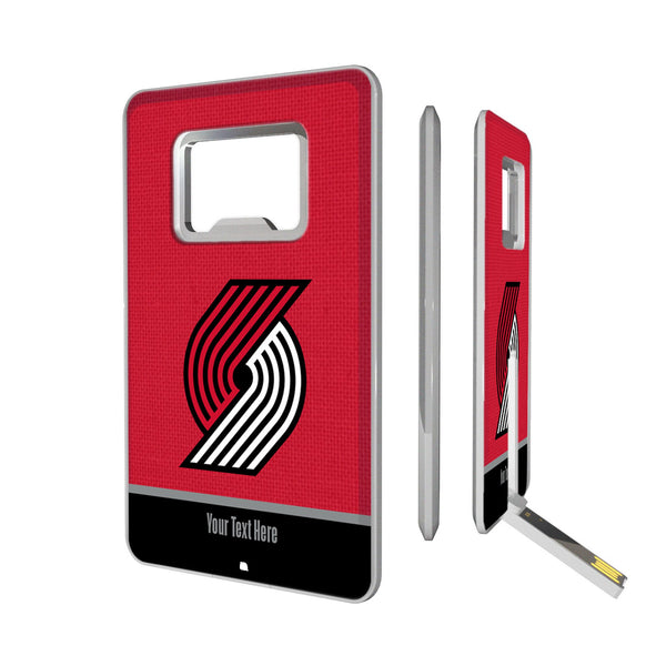Portland Trail Blazers Personalized Endzone Solid Credit Card USB Drive with Bottle Opener 32GB