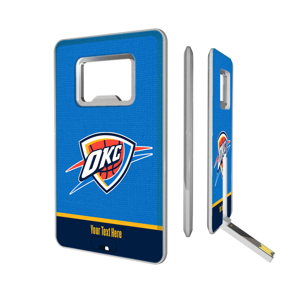 Oklahoma City Thunder Personalized Endzone Solid Credit Card USB Drive with Bottle Opener 32GB