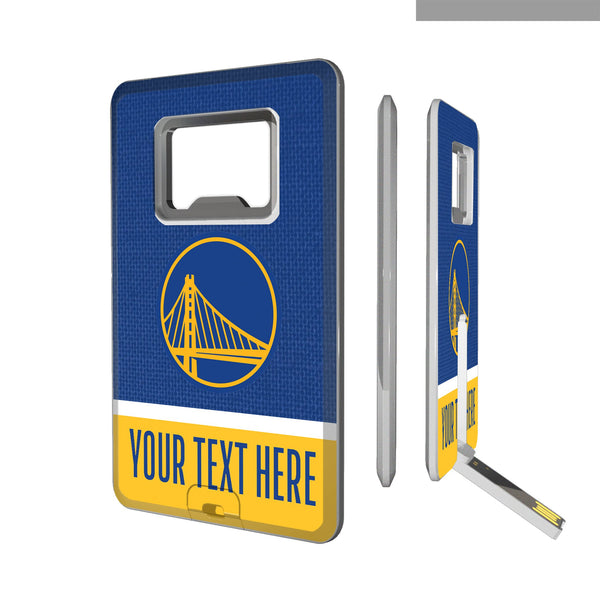 Golden State Warriors Personalized Endzone Solid Credit Card USB Drive with Bottle Opener 32GB