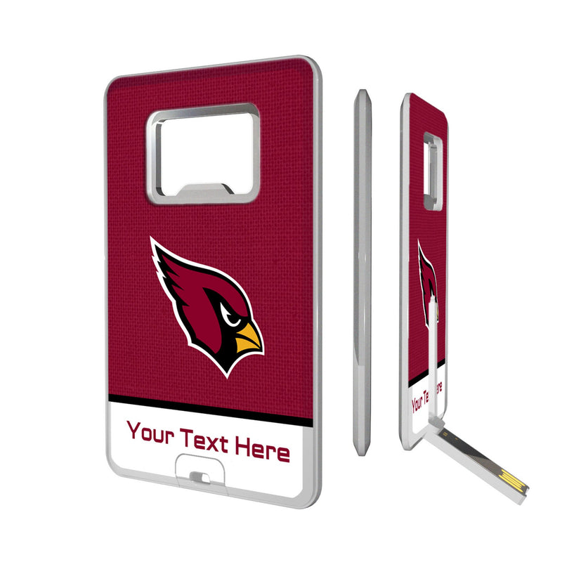 Arizona Cardinals Personalized Endzone Solid Credit Card USB Drive with Bottle Opener 32GB