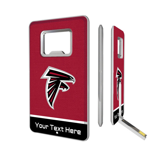 Atlanta Falcons Personalized Endzone Solid Credit Card USB Drive with Bottle Opener 32GB