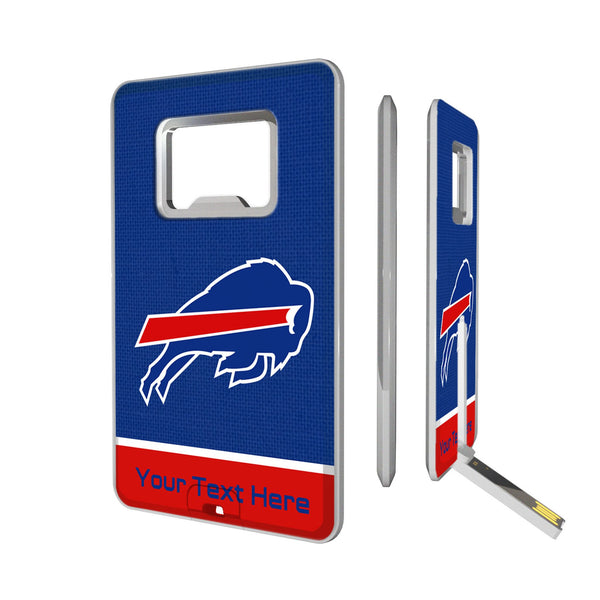 Buffalo Bills Personalized Endzone Solid Credit Card USB Drive with Bottle Opener 32GB
