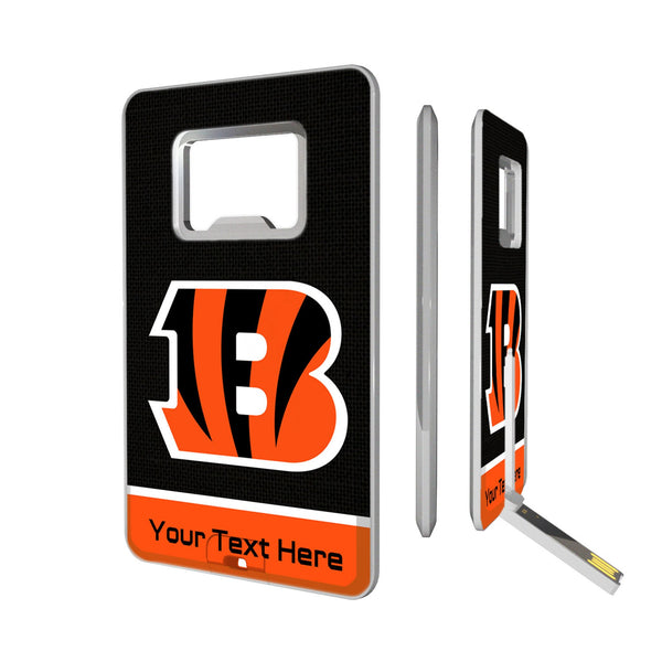 Cincinnati Bengals Personalized Endzone Solid Credit Card USB Drive with Bottle Opener 32GB