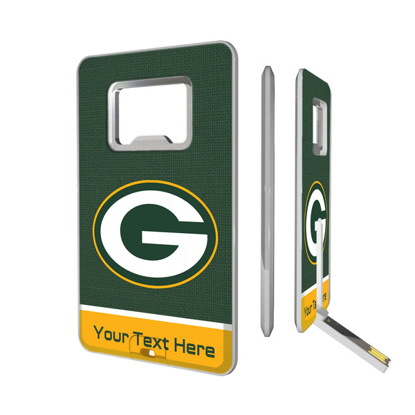 Green Bay Packers Personalized Endzone Solid Credit Card USB Drive with Bottle Opener 32GB
