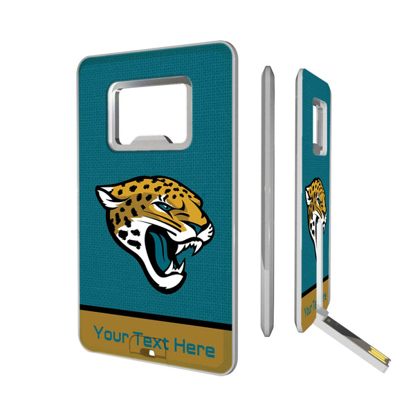 Jacksonville Jaguars Personalized Endzone Solid Credit Card USB Drive with Bottle Opener 32GB