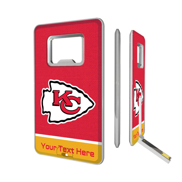 Kansas City Chiefs Personalized Endzone Solid Credit Card USB Drive with Bottle Opener 32GB