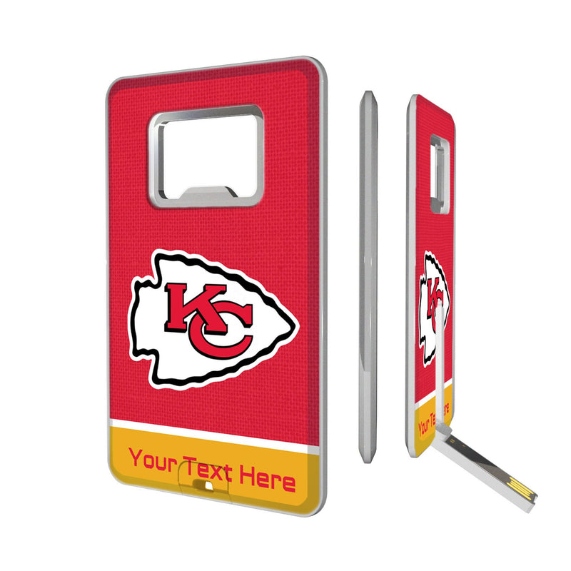 Kansas City Chiefs Personalized Endzone Solid Credit Card USB Drive with Bottle Opener 32GB