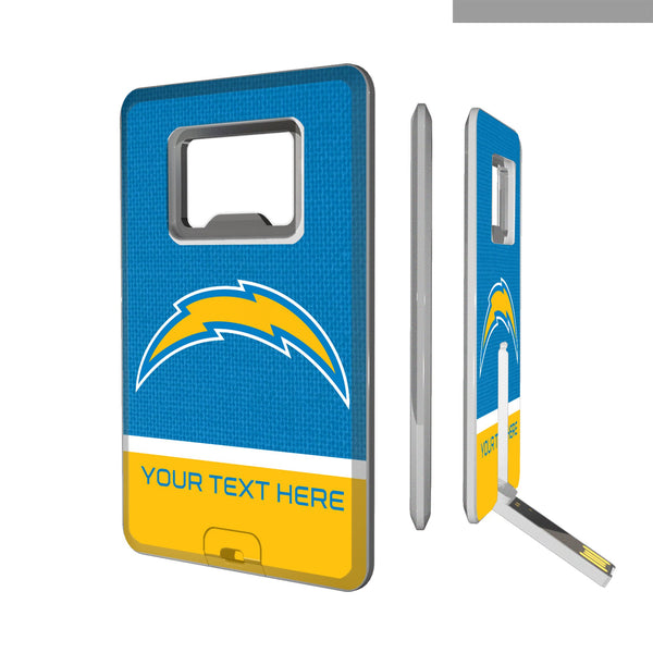 Los Angeles Chargers Personalized Endzone Solid Credit Card USB Drive with Bottle Opener 32GB