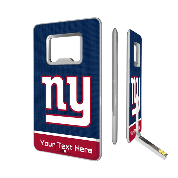 New York Giants Personalized Endzone Solid Credit Card USB Drive with Bottle Opener 32GB